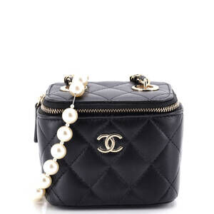 Chanel Vanity Case With Pearl Chain #251818C25B